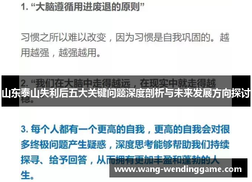 山东泰山失利后五大关键问题深度剖析与未来发展方向探讨