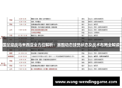 国足迎战马来西亚全方位解析：赛前动态球员状态及战术布局全解读